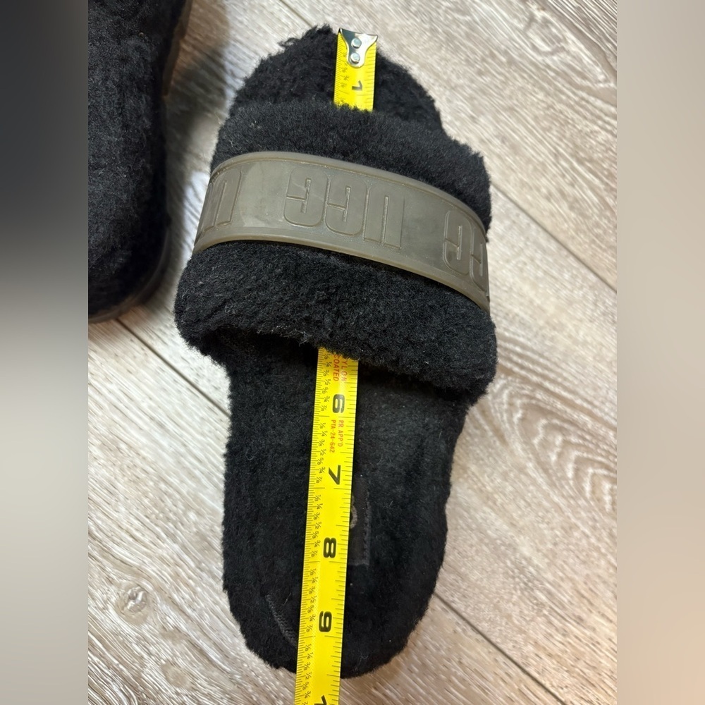 UGG Black Fuzzy Slides with Clear Sole - Picture 11 of 11